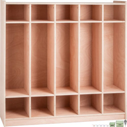 VEVOR Coat Locker, 5-Section Daycare Cubby Coat Rack, Classroom Coat Locker and Backpack Hanger, with 5 Hooks and Storage Boxes, for Kindergarten & School, Natural - CWG5JETCWG0000001V0 - view 2