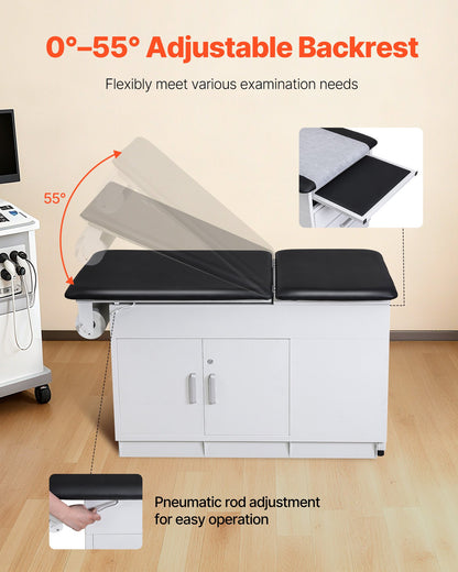 VEVOR Pro Medical Exam Table, Medical Examination Bed with Adjustable Backrest, Physical Therapy Exam Table with Locking Cabinet, 2 Drawers, Paper Roll Dispenser, Step Stool & Leg Rest, 500LBS Loading - CWJJCTCWJJCT4PIMC001V0 - view 4