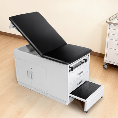 VEVOR Pro Medical Exam Table, Medical Examination Bed with Adjustable Backrest, Physical Therapy Exam Table with Locking Cabinet, 2 Drawers, Paper Roll Dispenser, Step Stool & Leg Rest, 500LBS Loading - CWJJCTCWJJCT4PIMC001V0 - view 9