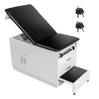 VEVOR Pro Medical Exam Table, Medical Examination Bed with Adjustable Backrest, Physical Therapy Exam Table with Locking Cabinet, 2 Drawers, Paper Roll Dispenser, Step Stool & Leg Rest, 500LBS Loading - CWJJCTCWJJCT4PIMC001V0 - view 10