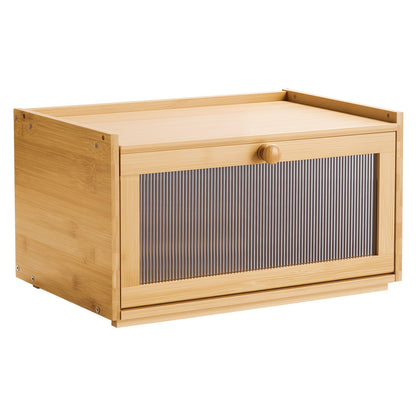 VEVOR Bread Box for Kitchen Counter, Large Capacity Bamboo Bread Storage Container, Farmhouse Wooden Breadbox Organizer for Homemade Bread, Storage Holder Bin with Acrylic Wavy Door Panel, Natural - CWJLXZMJXDCY6269C001V0 - view 10