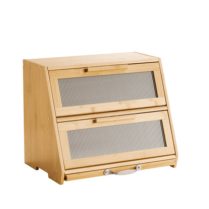 VEVOR Double Layer Bread Box for Kitchen Counter, Large Capacity Bamboo Bread Storage Container, Farmhouse Wooden Breadbox for Homemade Bread, Storage Holder Bin with Acrylic Wavy Door Panel, Natural - CWJLXZMTJXSCXHLJ0001V0 - view 10