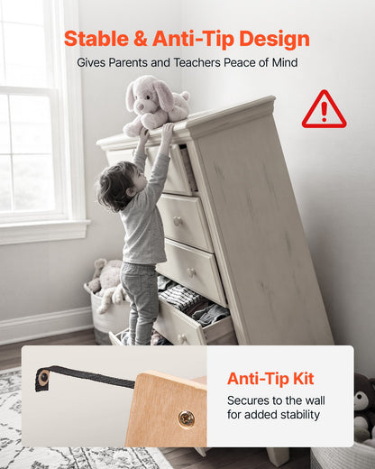 VEVOR Coat Locker, 5-Section Daycare Cubby Coat Rack 48x12x48 inch, Classroom Coat Locker and Backpack Hanger, with 5 Hooks and Storage Boxes, for Kindergarten & School, Natural - CWJWKS48C15G5XVCE001V0 - view 5
