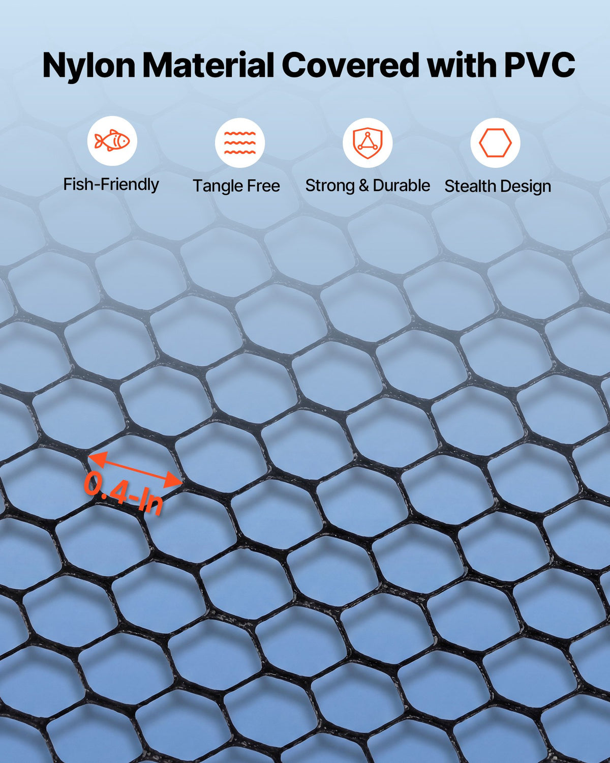VEVOR Fishing Net, Landing Nets with Telescopic Handle, Portable Lightweight Stronger 6063 Aluminum Fish Gear, Nylon Covered PVC, Durable and Fish-friendly, 26 inch Net Opening for Saltwater Bait Fish - CWLHJPEGJZG0U1SZU001V0 - view 4