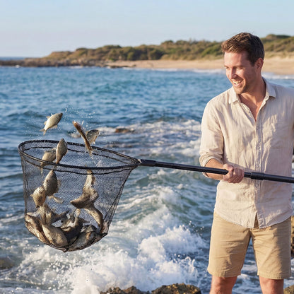 VEVOR Fishing Net, Landing Nets with Telescopic Handle, Portable Lightweight Stronger 6063 Aluminum Fish Gear, Nylon Covered PVC, Durable and Fish-friendly, 26 inch Net Opening for Saltwater Bait Fish - CWLHJPEGJZG0U1SZU001V0 - view 9