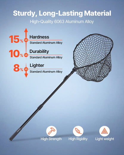 VEVOR Fishing Net, Foldable Landing Nets with Telescopic Handle, Portable Lightweight and Stronger 6063 Aluminum Fish Gear, Soft Silicone Fish-Friendly Mesh, for Kayak, Boat, Bank, Pond, Gifts for Men - CWLHJPVCXJDG8B2JV001V0 - view 3