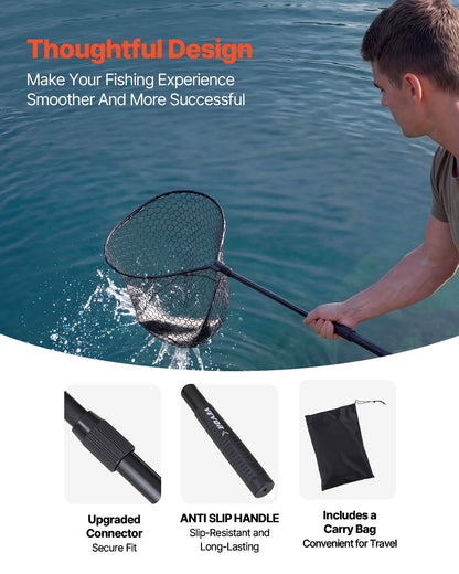 VEVOR Fishing Net, Foldable Landing Nets with Telescopic Handle, Portable Lightweight and Stronger 6063 Aluminum Fish Gear, Soft Silicone Fish-Friendly Mesh, for Kayak, Boat, Bank, Pond, Gifts for Men - CWLHJPVCXJDG8B2JV001V0 - view 5