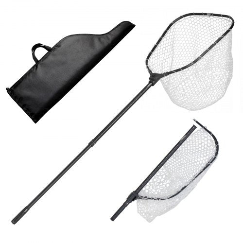VEVOR Fishing Net, Foldable Landing Nets with Telescopic Handle and Built in Length Scale, Lightweight and Stronger 6063 Aluminum Fish Gear, Soft Silicone Mesh, Holds up to 30 lbs, for Kayak Boat Bank - CWLHJPVCXJZGEGI57001V0 - view 2