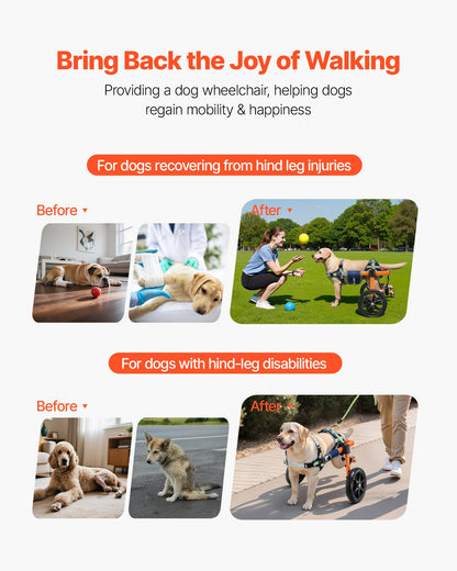 VEVOR Dog Wheelchair for Back Legs, Lightweight 2 Wheels Pet Wheelchair, Height, Width & Length Adjustable, Dog Cart with Shock-Absorbing Wheels, for Injured, Disabled Dogs 35-48 lbs, Medium - CWLYLLSDHLLLEG3Z4001V0 - view 3