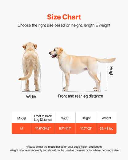 VEVOR Dog Wheelchair for Back Legs, Lightweight 2 Wheels Pet Wheelchair, Height, Width & Length Adjustable, Dog Cart with Shock-Absorbing Wheels, for Injured, Disabled Dogs 35-48 lbs, Medium - CWLYLLSDHLLLEG3Z4001V0 - view 4