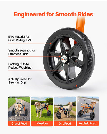 VEVOR Dog Wheelchair for Back Legs, Lightweight 2 Wheels Pet Wheelchair, Height, Width & Length Adjustable, Dog Cart with Shock-Absorbing Wheels, for Injured, Disabled Dogs 35-48 lbs, Medium - CWLYLLSDHLLLEG3Z4001V0 - view 7
