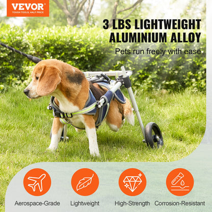 VEVOR 2 Wheels Dog Wheelchair for Back Legs, Pet Wheelchair Lightweight & Adjustable Assisting in Healing,  Dog Cart/Wheelchair for Injured, Disabled, Paralysis, Hind Limb Weak Pet(S) - CWLYLLSLLSXHJR1J3V0 - view 3