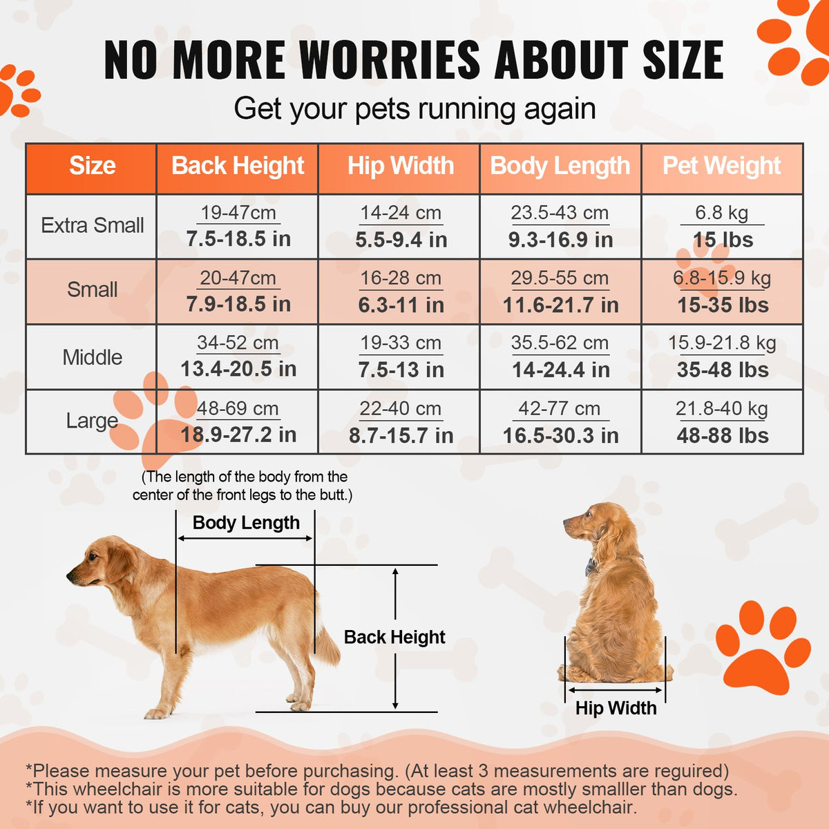 VEVOR 2 Wheels Dog Wheelchair for Back Legs, Pet Wheelchair Lightweight & Adjustable Assisting in Healing,  Dog Cart/Wheelchair for Injured, Disabled, Paralysis, Hind Limb Weak Pet(S) - CWLYLLSLLSXHJR1J3V0 - view 4