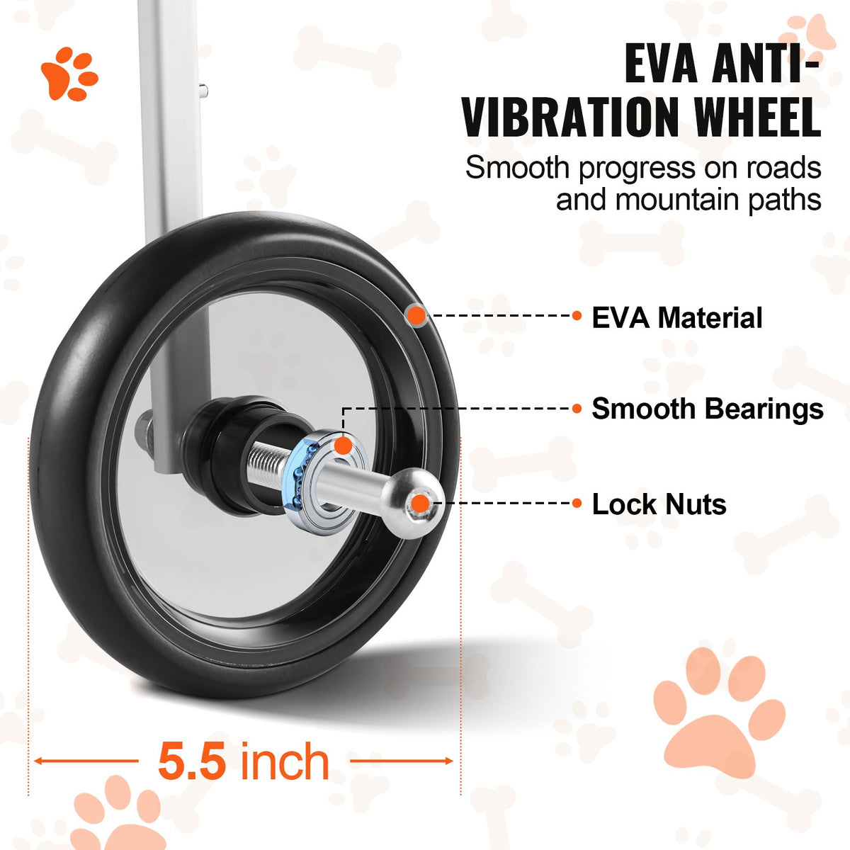 VEVOR 2 Wheels Dog Wheelchair for Back Legs, Pet Wheelchair Lightweight & Adjustable Assisting in Healing,  Dog Cart/Wheelchair for Injured, Disabled, Paralysis, Hind Limb Weak Pet(S) - CWLYLLSLLSXHJR1J3V0 - view 7