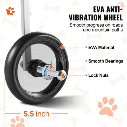 VEVOR 2 Wheels Dog Wheelchair for Back Legs, Pet Wheelchair Lightweight & Adjustable Assisting in Healing,  Dog Cart/Wheelchair for Injured, Disabled, Paralysis, Hind Limb Weak Pet(S) - CWLYLLSLLSXHJR1J3V0 - view 7