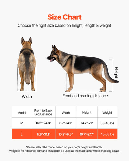 VEVOR Dog Wheelchair for Back Legs, Lightweight 2 Wheels Pet Wheelchair, Height, Width & Length Adjustable, Dog Cart with Shock-Absorbing Wheels, for Injured, Disabled Dogs 48-88 lbs, Large - CWLYLLSTDHXL2W9B4001V0 - view 4
