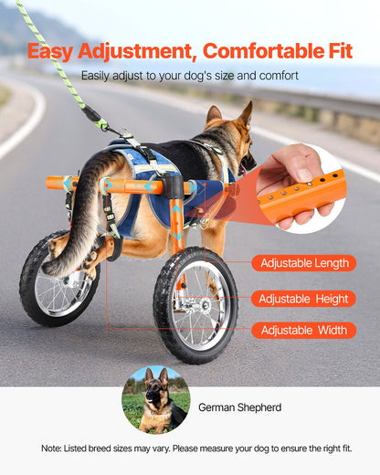 VEVOR Dog Wheelchair for Back Legs, Lightweight 2 Wheels Pet Wheelchair, Height, Width & Length Adjustable, Dog Cart with Shock-Absorbing Wheels, for Injured, Disabled Dogs 48-88 lbs, Large - CWLYLLSTDHXL2W9B4001V0 - view 6