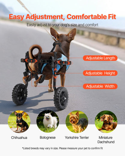 VEVOR Dog Wheelchair for Back Legs, Adjustable 2 Wheels Pet Wheelchair, Lightweight  Dog Cart with Shock-Absorbing Wheels, Mobility Support Wheel Chair for Disabled Injured Dogs up to 22lbs , X-Small - CWLYLLSTXHXSMLDHY001V0 - view 6