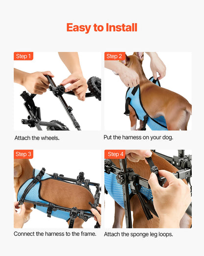 VEVOR Dog Wheelchair for Back Legs, Adjustable 2 Wheels Pet Wheelchair, Lightweight  Dog Cart with Shock-Absorbing Wheels, Mobility Support Wheel Chair for Disabled Injured Dogs up to 22lbs , X-Small - CWLYLLSTXHXSMLDHY001V0 - view 8