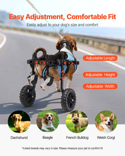VEVOR Dog Wheelchair for Back Legs, Adjustable 2 Wheels Pet Wheelchair, Lightweight  Dog Cart with Shock-Absorbing Wheels, Mobility Support Wheel Chair for Disabled Injured Dogs up to 22lbs, Small - CWLYLLSXHSLLCWMCK001V0 - view 6