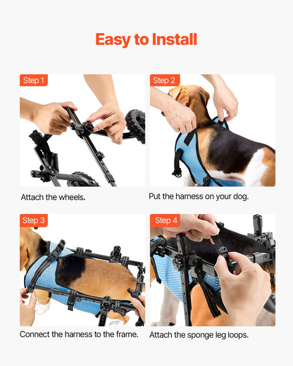VEVOR Dog Wheelchair for Back Legs, Adjustable 2 Wheels Pet Wheelchair, Lightweight  Dog Cart with Shock-Absorbing Wheels, Mobility Support Wheel Chair for Disabled Injured Dogs up to 22lbs, Small - CWLYLLSXHSLLCWMCK001V0 - view 8