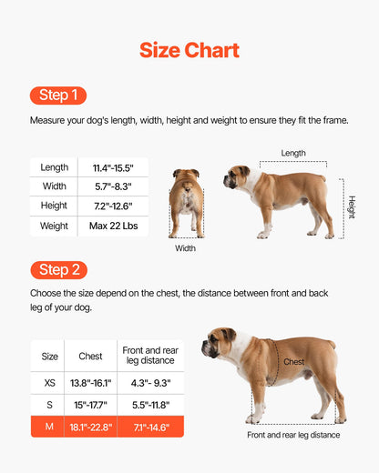 VEVOR Dog Wheelchair for Back Legs, Adjustable 2 Wheels Pet Wheelchair, Lightweight  Dog Cart with Shock-Absorbing Wheels, Mobility Support Wheel Chair for Disabled Injured Dogs up to 22lbs, Medium - CWLYLLSZHMLLG0BX1001V0 - view 4