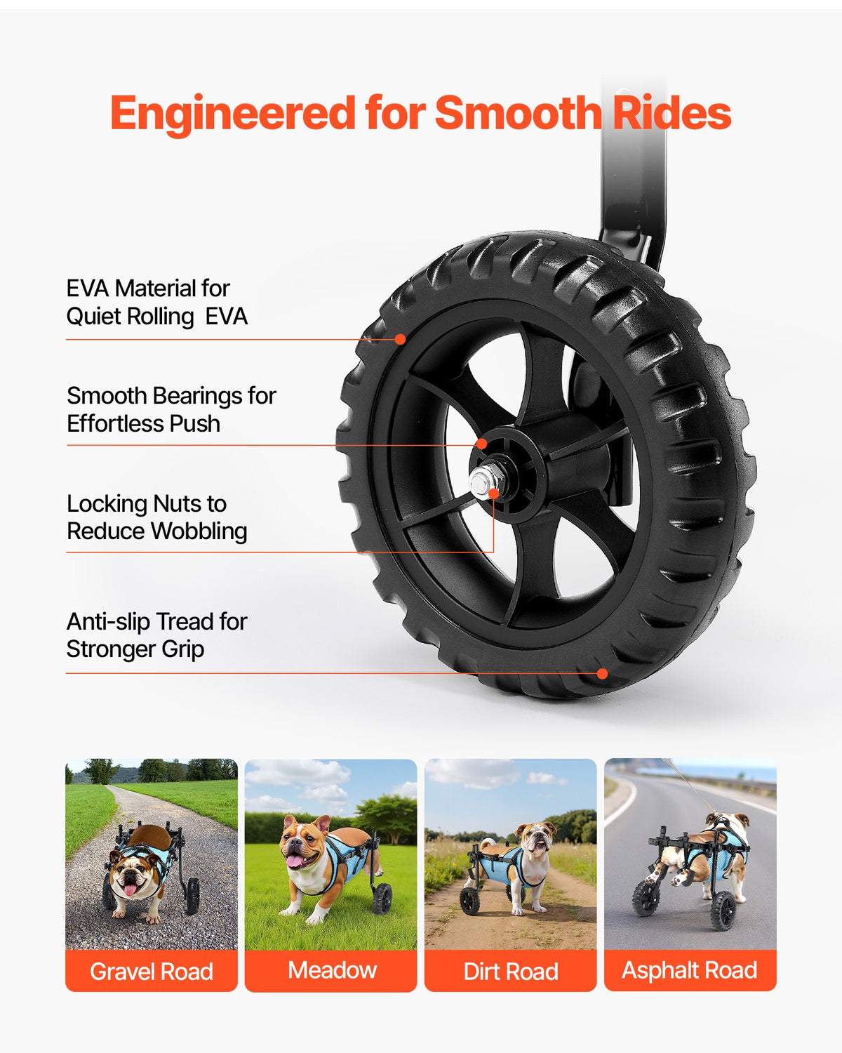 VEVOR Dog Wheelchair for Back Legs, Adjustable 2 Wheels Pet Wheelchair, Lightweight  Dog Cart with Shock-Absorbing Wheels, Mobility Support Wheel Chair for Disabled Injured Dogs up to 22lbs, Medium - CWLYLLSZHMLLG0BX1001V0 - view 7