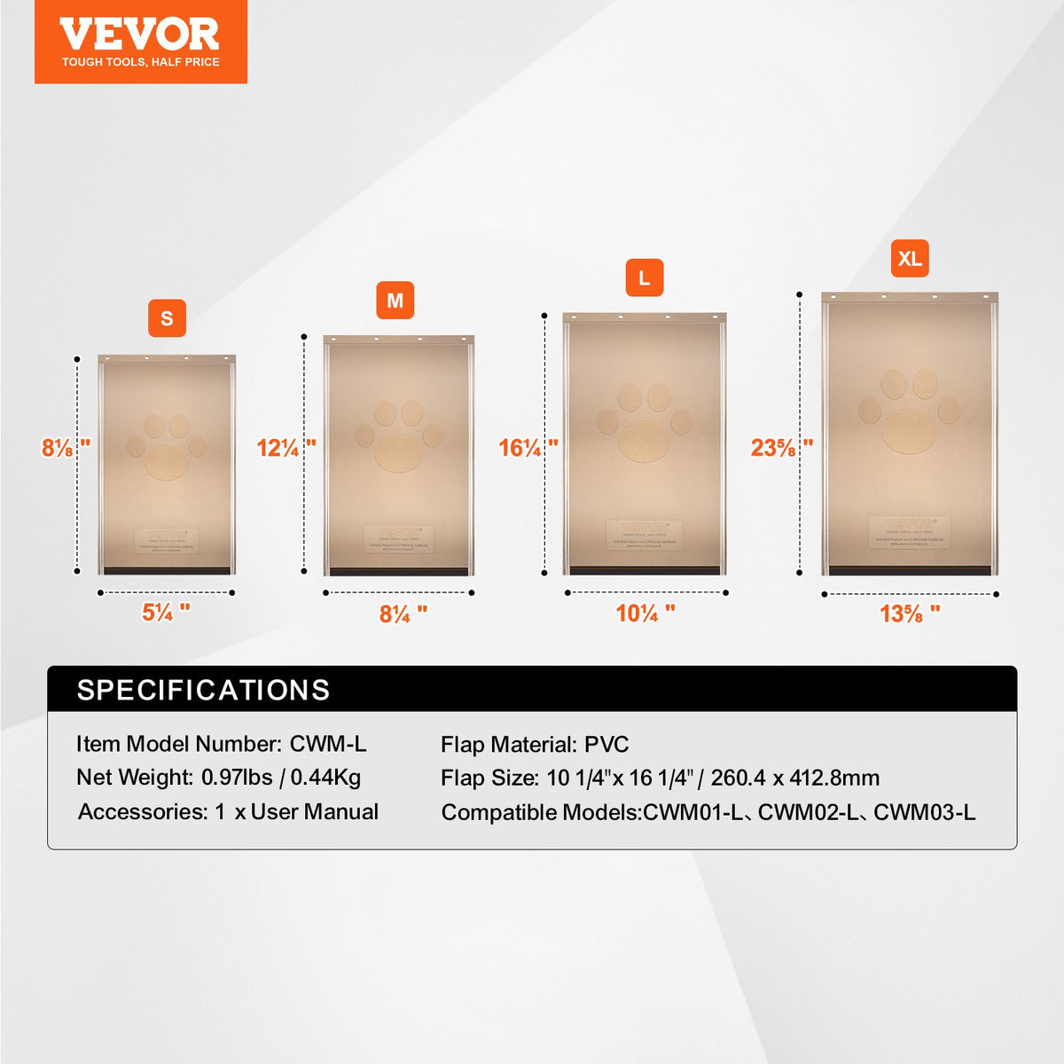 VEVOR Pet Door Replacement Flap, Compatible with VEVOR Flap Pet Doors, Measures 10.25" x 16.25" Longer Lasting, Weather-proof, Thickened PVC Dog Door Replacement Flap with Long Magnetic Strip (Large) - CWMTHFGLMPVCK7C3EV0 - view 8