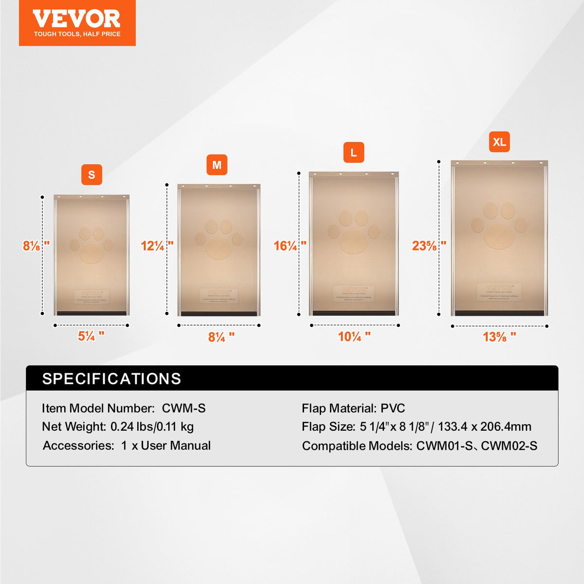 VEVOR Pet Door Replacement Flap, Compatible with VEVOR Flap Pet Doors, Measures 5.25" x 8.13" Longer Lasting, Weather-proof, Thickened PVC Dog Door Replacement Flap with Long Magnetic Strip (Small) - CWMTHFGSMPVCMWJQOV0 - view 8