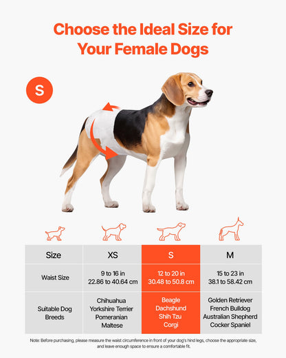 VEVOR Disposable Dog Diapers, Super Absorbent Female Dog Diapers, 360° Leak-Proof Female Doggy Pet Diaper with Wetness Indicator for Heat Period, Training, Incontinence - S, 144 Count (2 Packs of 72) - CWNBZNKMG1448BU4R001V0 - view 3