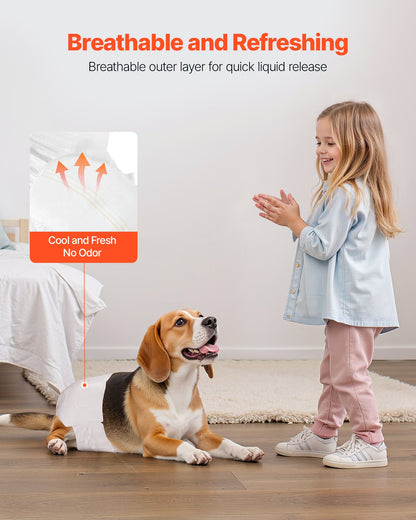 VEVOR Disposable Dog Diapers, Super Absorbent Female Dog Diapers, 360° Leak-Proof Female Doggy Pet Diaper with Wetness Indicator for Heat Period, Training, Incontinence - S, 144 Count (2 Packs of 72) - CWNBZNKMG1448BU4R001V0 - view 5
