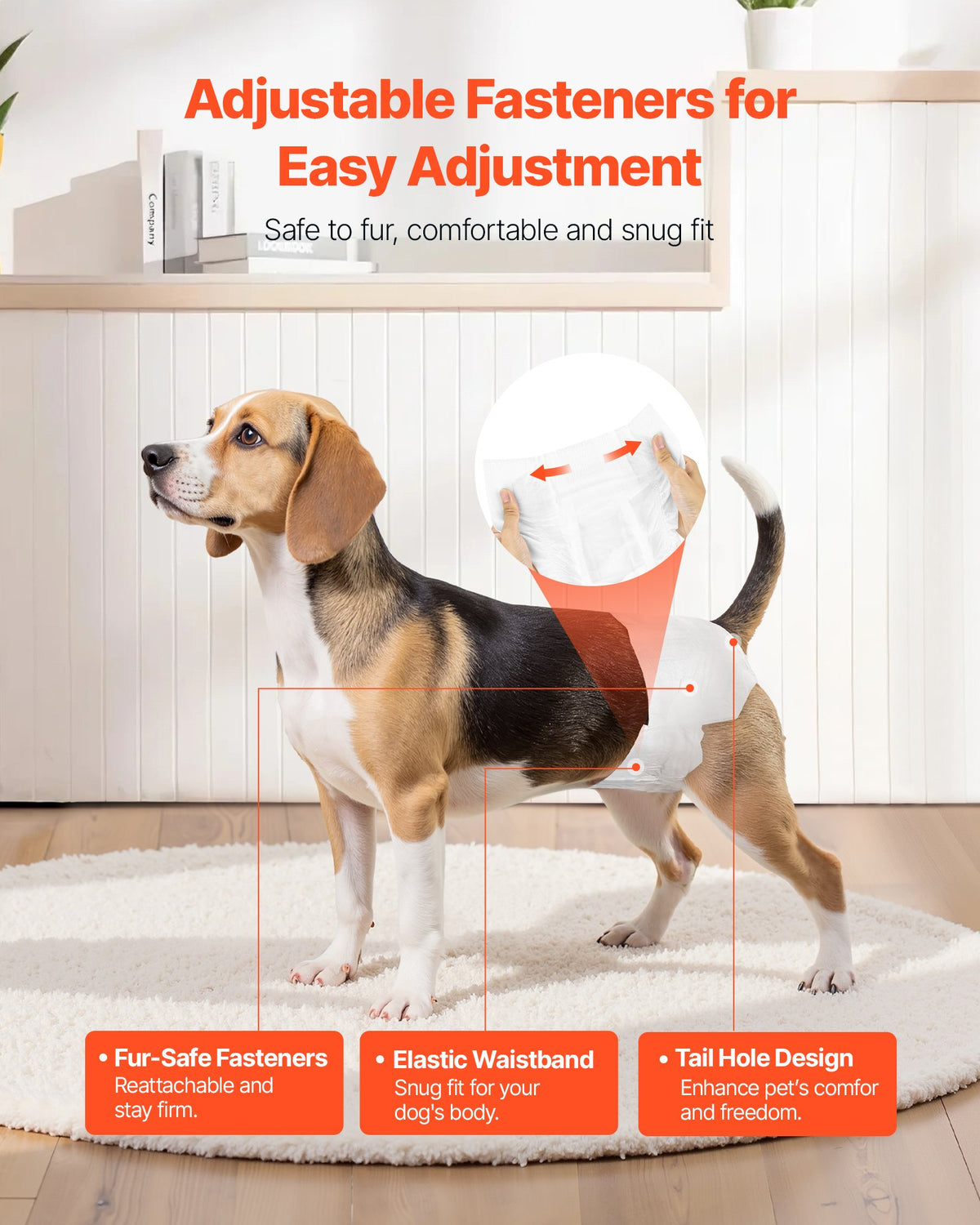 VEVOR Disposable Dog Diapers, Super Absorbent Female Dog Diapers, 360° Leak-Proof Female Doggy Pet Diaper with Wetness Indicator for Heat Period, Training, Incontinence - S, 144 Count (2 Packs of 72) - CWNBZNKMG1448BU4R001V0 - view 6