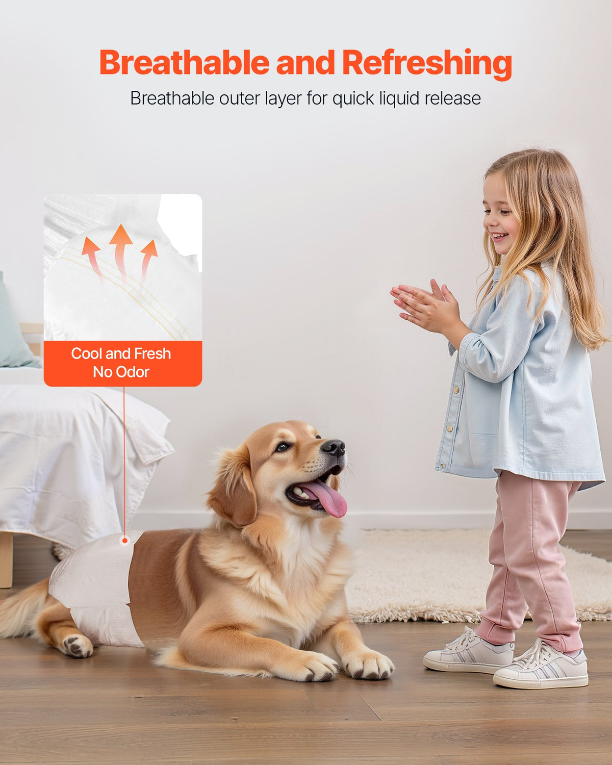 VEVOR Disposable Dog Diapers, Super Absorbent Female Dog Diapers, 360° Leak-Proof Female Doggy Pet Diaper with Wetness Indicator for Heat Period, Training, Incontinence - M, 144 Count (2 Packs of 72) - CWNBZNKMG144DSR9E001V0 - view 5