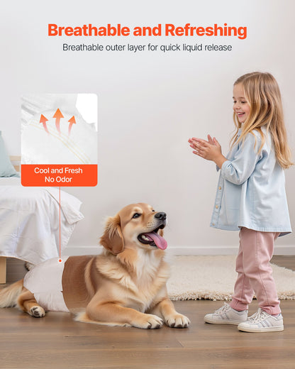 VEVOR Disposable Dog Diapers, Super Absorbent Female Dog Diapers, 360° Leak-Proof Female Doggy Pet Diaper with Wetness Indicator for Heat Period, Training, Incontinence - M, 144 Count (2 Packs of 72) - CWNBZNKMG144DSR9E001V0 - view 5