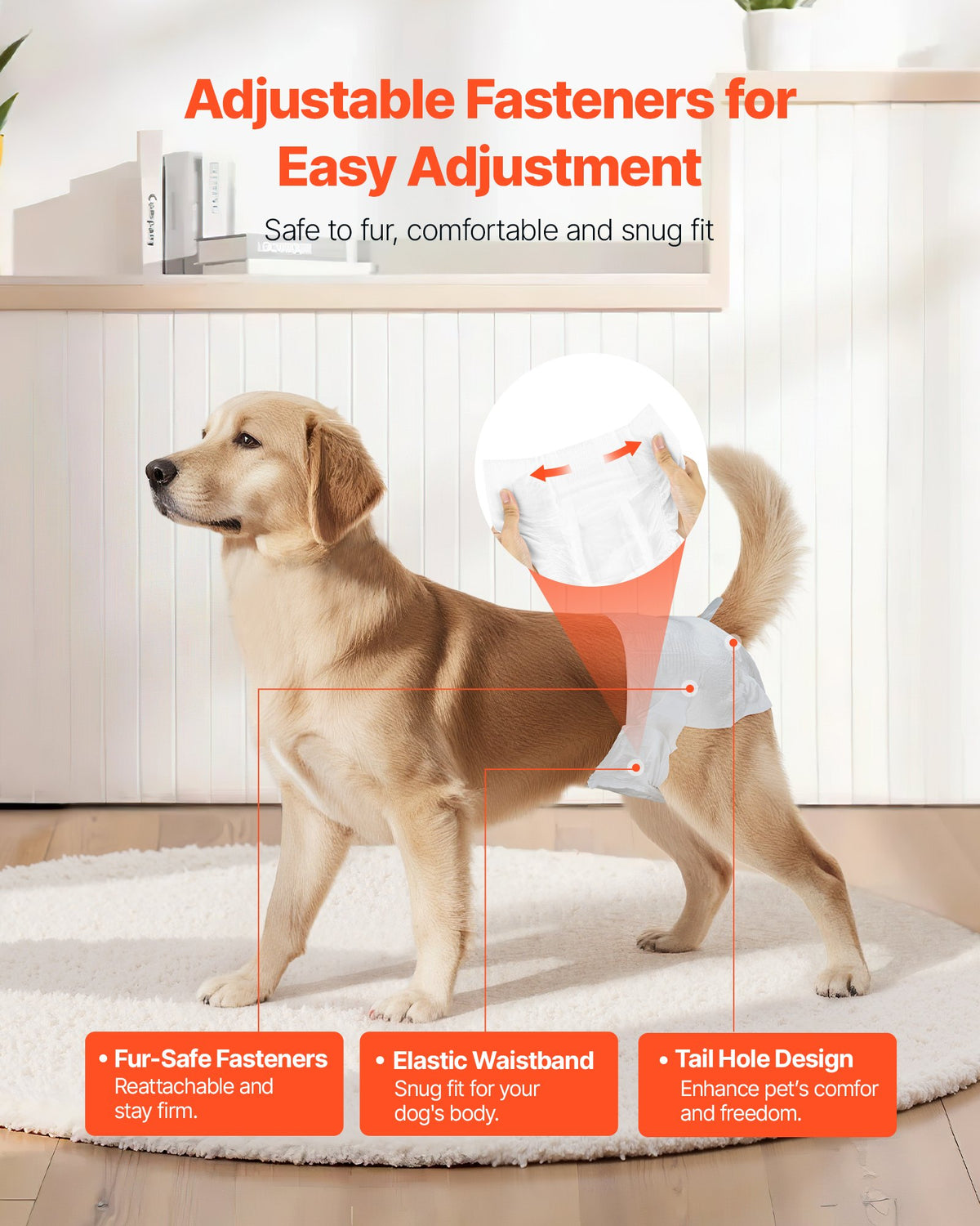 VEVOR Disposable Dog Diapers, Super Absorbent Female Dog Diapers, 360° Leak-Proof Female Doggy Pet Diaper with Wetness Indicator for Heat Period, Training, Incontinence - M, 144 Count (2 Packs of 72) - CWNBZNKMG144DSR9E001V0 - view 6