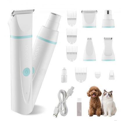 VEVOR Dog Clippers for Grooming, 4 in 1 Dog Grooming Kit, Low Noise, Rechargeable Pet Shaver with 6 Combs & 4 Detachable Blades, Waterproof Cordless Pet Hair Trimmers Nail Grinder Set for Dogs Cats - CWSHYTMQ4GDTOGXZ1001V9 - view 2
