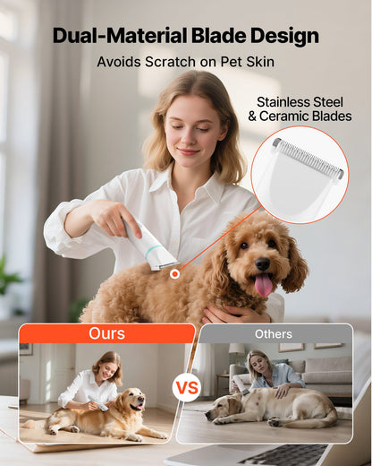 VEVOR Dog Clippers for Grooming, 4 in 1 Dog Grooming Kit, Low Noise, Rechargeable Pet Shaver with 6 Combs & 4 Detachable Blades, Waterproof Cordless Pet Hair Trimmers Nail Grinder Set for Dogs Cats - CWSHYTMQ4GDTOGXZ1001V9 - view 4