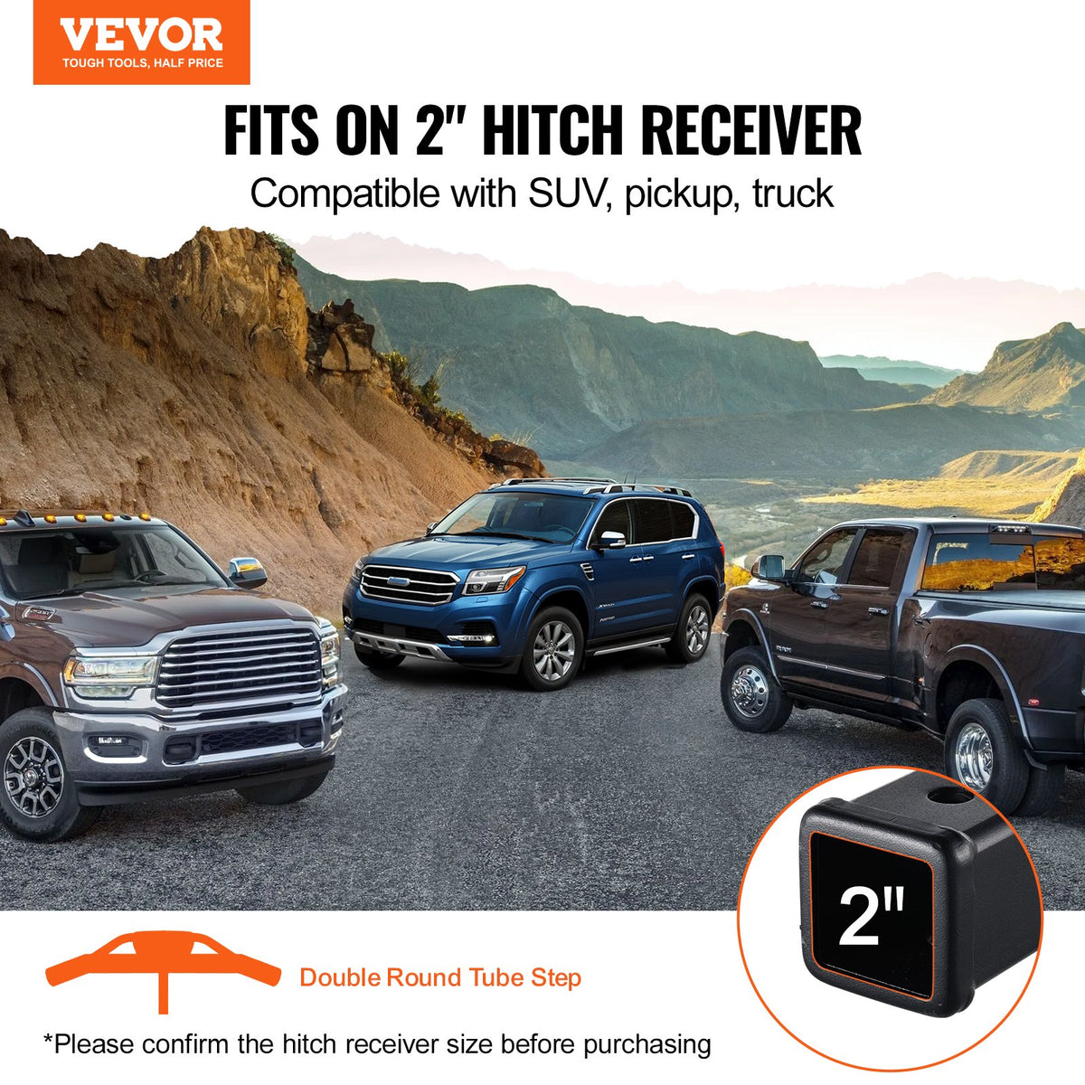 VEVOR Hitch Step for 2 Inch Receiver, Strong Steel Construction with 350 LBS Load Capacity, Rear Bumper Guard Protector with Pin Lock, Universal Fit for Truck, SUV, Pickup, Trailer - CWTBGSCYGZK0QVFASV0 - view 3