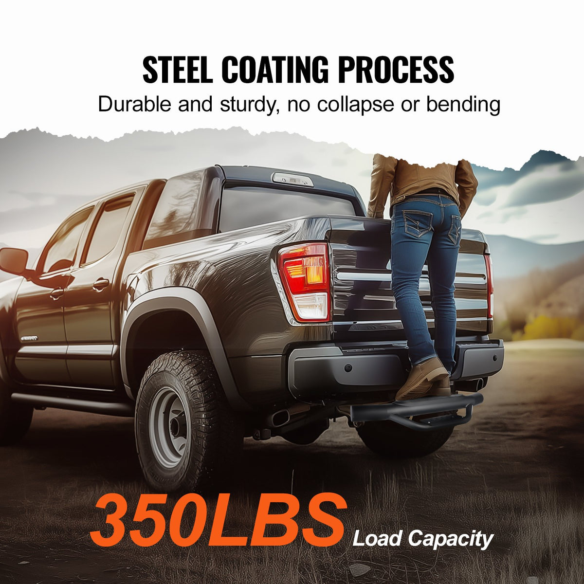 VEVOR Hitch Step for 2 Inch Receiver, Strong Steel Construction with 350 LBS Load Capacity, Rear Bumper Guard Protector with Pin Lock, Universal Fit for Truck, SUV, Pickup, Trailer - CWTBGSCYGZK0QVFASV0 - view 6
