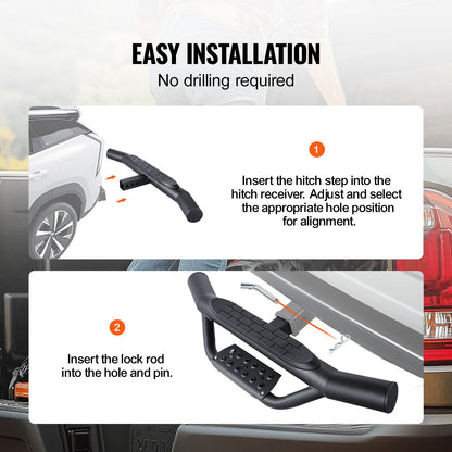 VEVOR Hitch Step for 2 Inch Receiver, Strong Steel Construction with 350 LBS Load Capacity, Rear Bumper Guard Protector with Pin Lock, Universal Fit for Truck, SUV, Pickup, Trailer - CWTBGSCYGZK0QVFASV0 - view 7