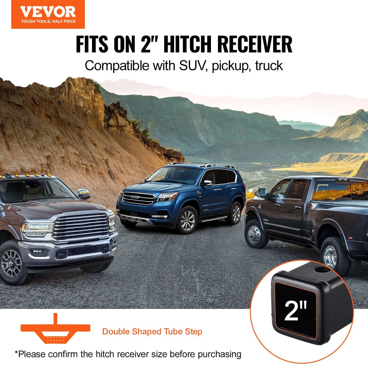 VEVOR Hitch Step for 2 Inch Receiver, Strong Steel Construction with 300 LBS Load Capacity, Rear Bumper Guard Protector with Pin Lock and Stabilizer, Universal Fit for Truck, SUV, Pickup, Trailer - CWTBGSCYXGZKV34OCV0 - view 3