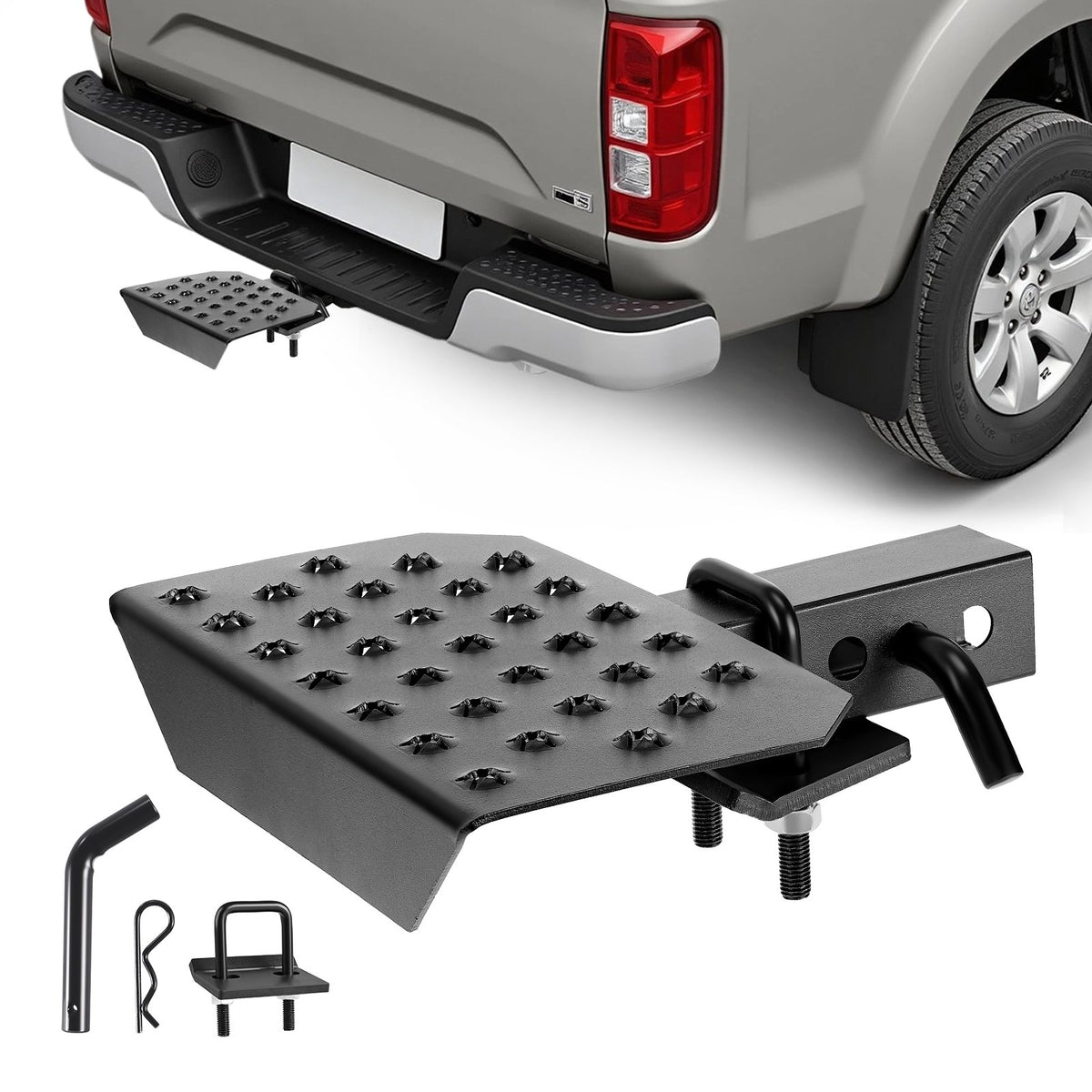 VEVOR Hitch Step for 2 Inch Receiver, Universal Rear Bumper Guard Protector with 350 LBS Load Capacity, Wide & Non-Slip Tow Hitch Step with Pin Kit and Stabilizer, Fit for Truck, SUV, Pickup, Trailer - CWTBGTXZK200UM0Q9001V0 - view 1