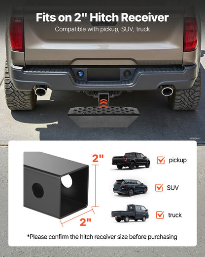 VEVOR Hitch Step for 2 Inch Receiver, Universal Rear Bumper Guard Protector with 350 LBS Load Capacity, Wide & Non-Slip Tow Hitch Step with Pin Kit and Stabilizer, Fit for Truck, SUV, Pickup, Trailer - CWTBGTXZK200UM0Q9001V0 - view 3