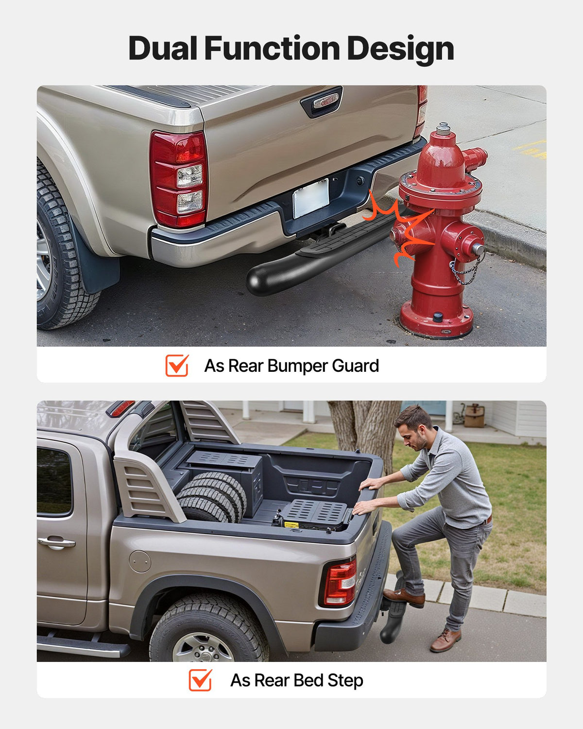 VEVOR Hitch Step for 2 Inch Receiver, Universal Rear Bumper Guard Protector with 350 LBS Load Capacity, Non-Slip Tow Hitch Step with Pin Kit and Stabilizer, Fit for Truck, SUV, Pickup, Trailer - CWTBGWGXCZK2M970G001V0 - view 4