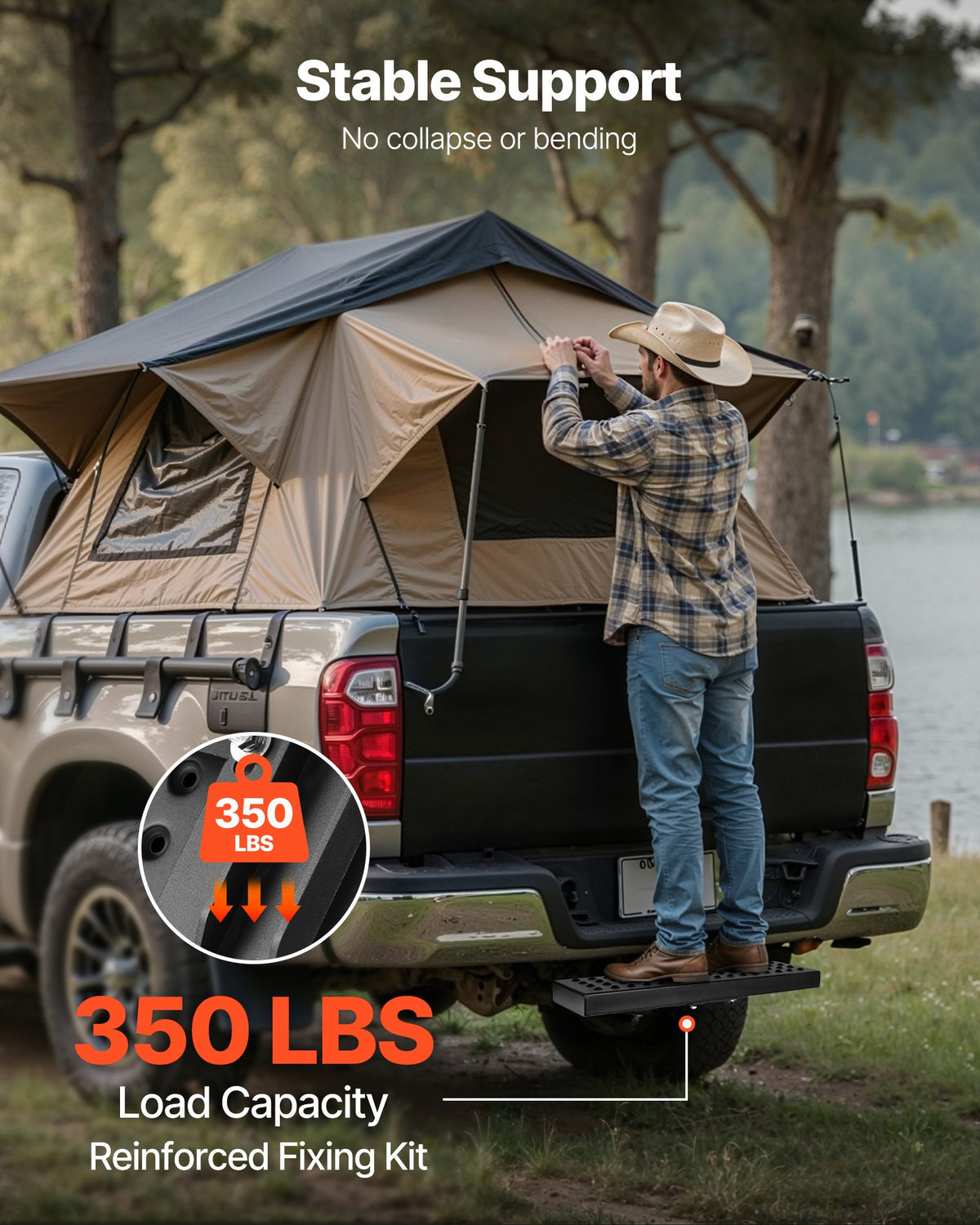 VEVOR Hitch Step for 2 Inch Receiver, Universal Rear Bumper Guard Protector with 350 LBS Load Capacity, Wide & Non-Slip Tow Hitch Step with Pin Kit and Stabilizer, Fit for Pickup, Trailer, Truck, SUV - CWTBGXGXZK20BGSLJ001V0 - view 5