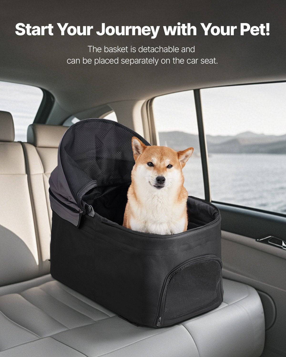 VEVOR Pet Stroller, 35 lbs Weight Capacity, Foldable Dog Stroller Cart, 4 Wheels Cats Pram with Detachable Carrier & Mesh Windows, Portable Animal Carrier with Brake for Small to Medium Pets - CWTCCGK4QSHD9M2U7V0 - view 6