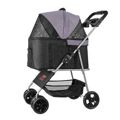 VEVOR Pet Stroller, 35 lbs Weight Capacity, Foldable Dog Stroller Cart, 4 Wheels Cats Pram with Detachable Carrier & Mesh Windows, Portable Animal Carrier with Brake for Small to Medium Pets - CWTCCGK4QSHD9M2U7V0 - view 10