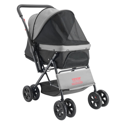 VEVOR Pet Stroller, 44 lbs Weight Capacity, Foldable Dog Stroller Cart, 4 Wheels Cats Stroller with Mesh Windows & Revrsible Handle, Portable Pet Carrier Stroller with Brake, for Small to Medium Pets - CWTCCGK4QSHSAWPRUV0 - view 10
