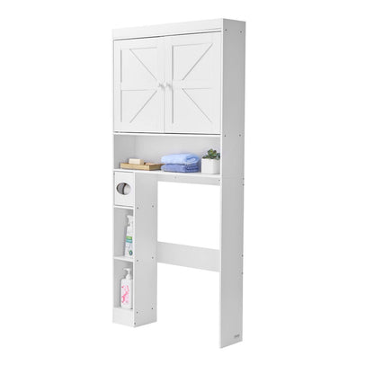 VEVOR Over The Toilet Storage Cabinet, 67.44 in Height Bathroom Storage Organizer with Double Door and Adjustable Shelf, Bathroom Space Saver Organizer Above Toilet with Open Shelf, White - CWTRZBCSPKM37332R001V0 - view 10
