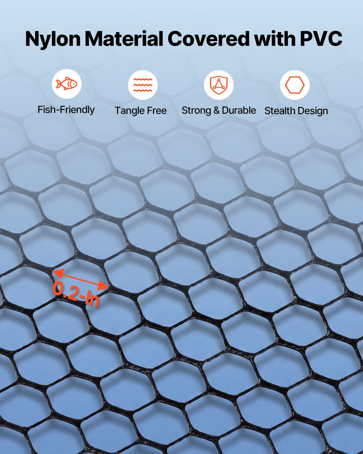 VEVOR Fishing Net, Foldable Landing Nets with Telescopic Handle, Portable Lightweight Carbon Fiber Long Fish Gear, Nylon Covered PVC, Durable and Fish-friendly, for Kayak Boat Bank Pond, Gifts for Men - CWTXWPEGJZG01YCWL001V0 - view 4